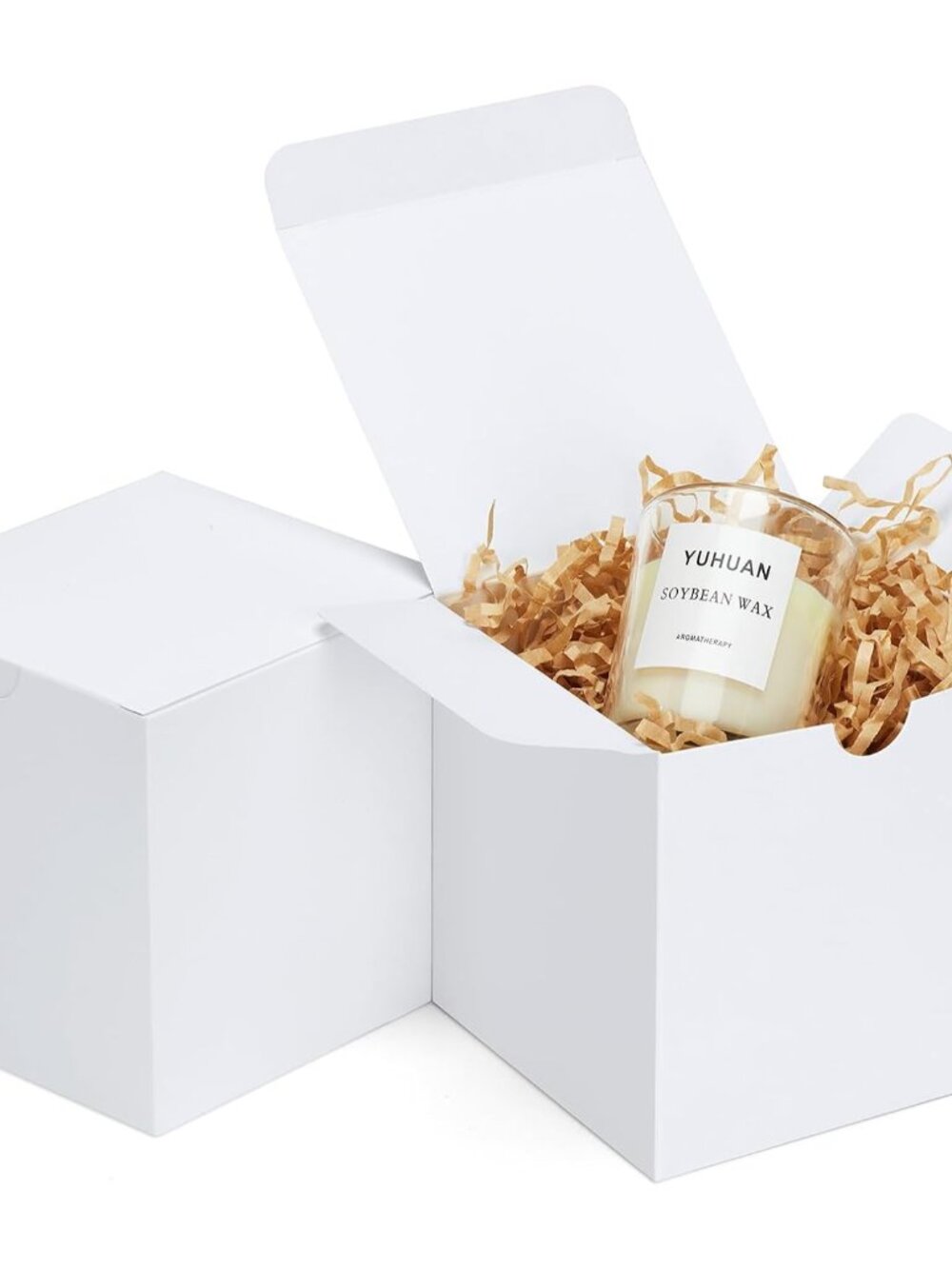 Gift Boxes 4x4x4 25 Pack White Kraft Paper Box with Lids